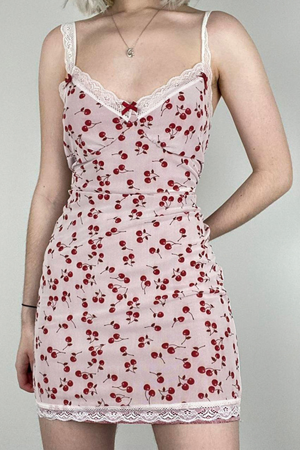 Sweet Lace Trim Short Tight Mini Dress