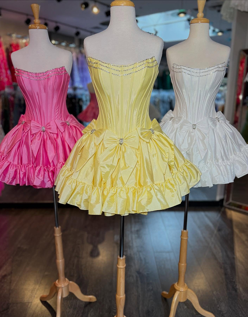 Sparkly Red A Line Corset Beaded Ruffled Homecoming Dress with Bows