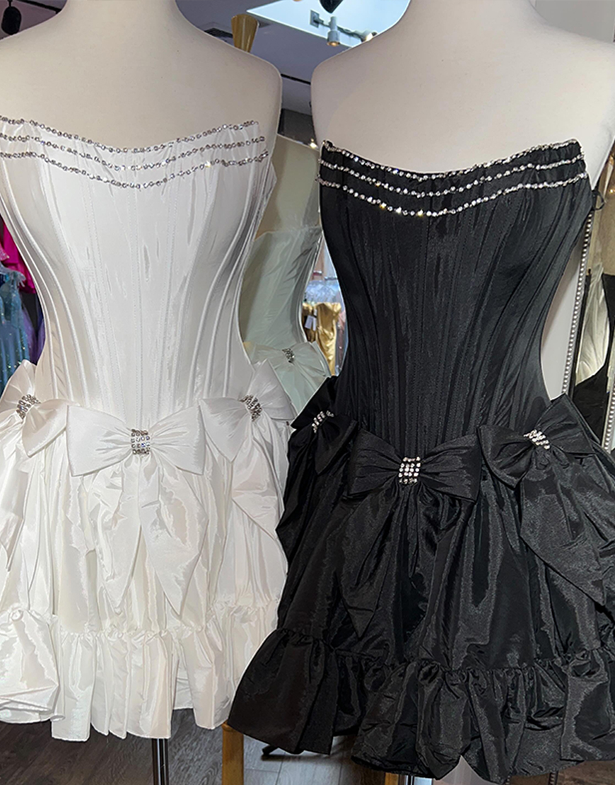 Sparkly Red A Line Corset Beaded Ruffled Homecoming Dress with Bows