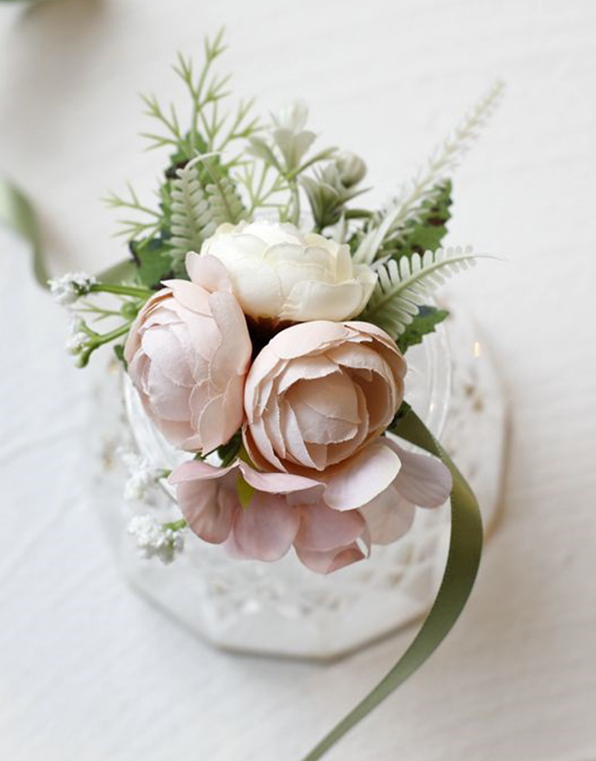 Blue Homecoming Wrist Corsage with Ribbon