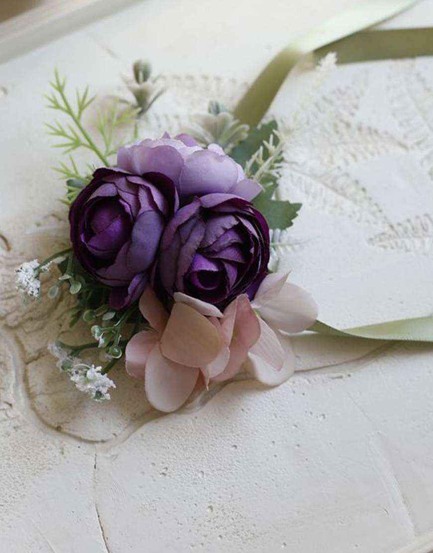 Blue Homecoming Wrist Corsage with Ribbon