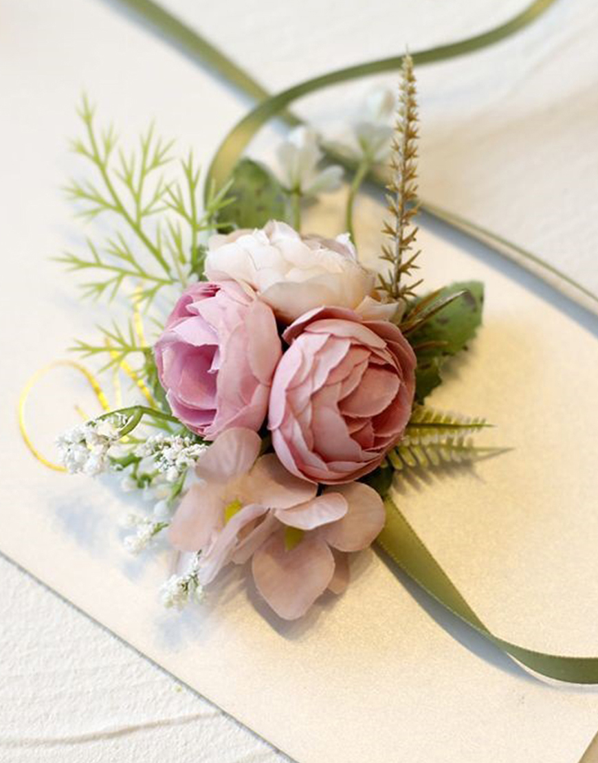 Blue Homecoming Wrist Corsage with Ribbon