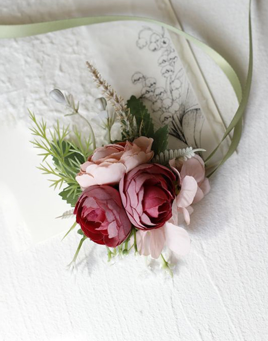 Blue Homecoming Wrist Corsage with Ribbon