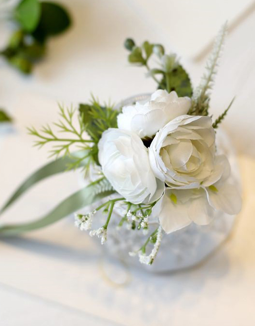Blue Homecoming Wrist Corsage with Ribbon