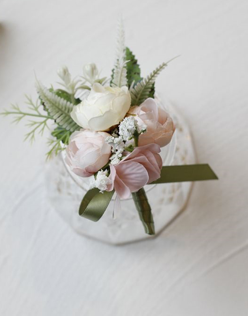 Blue Wedding Party Flowers Boutonniere with Bow