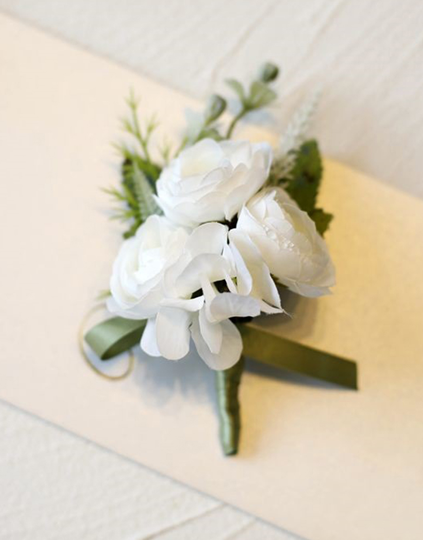 Blue Wedding Party Flowers Boutonniere with Bow