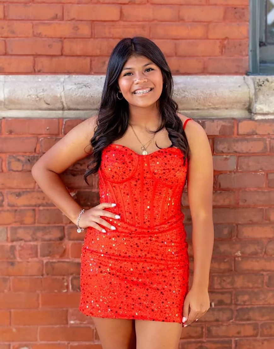 Sparkly Fuchsia Tight Corset Beaded Homecoming Dress