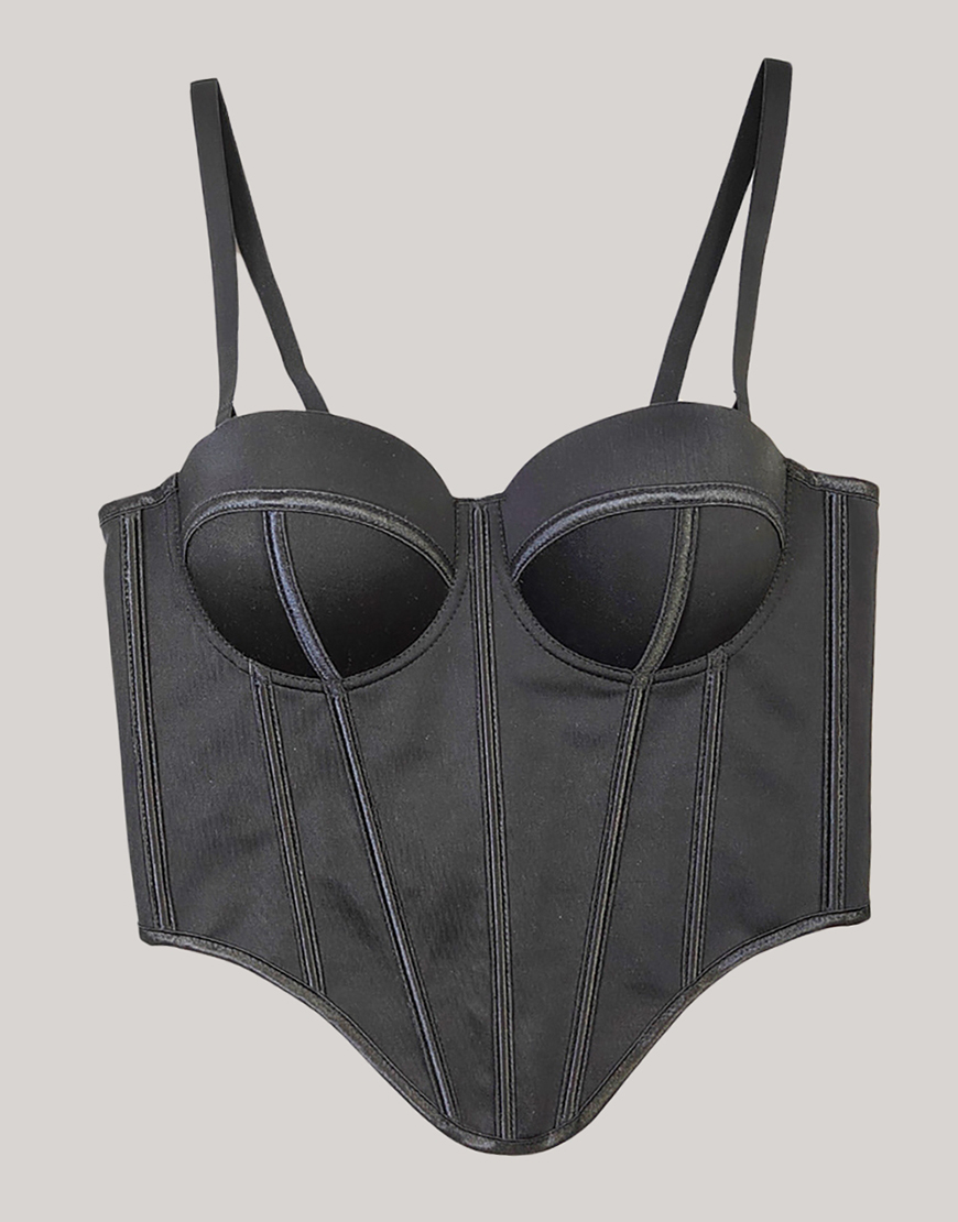 Black Spaghetti Straps Corset Bustier Top