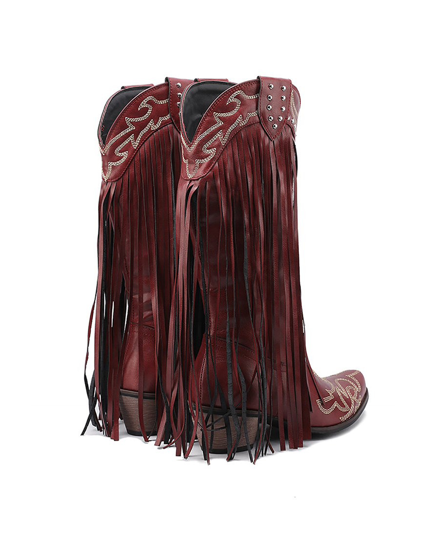 Black Rivet Embroidery High Boots