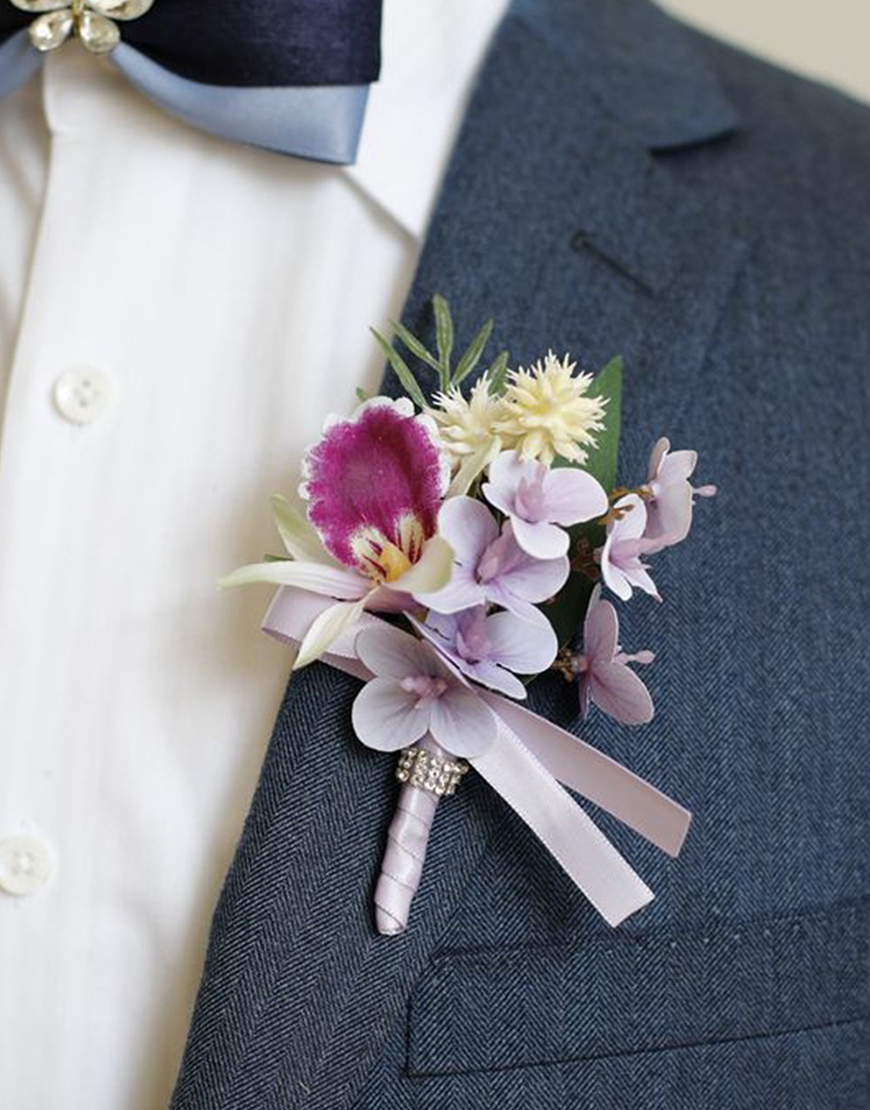 Burgundy Flowers Homecoming Wrist Corsage And Boutonniere Set with Ribbons