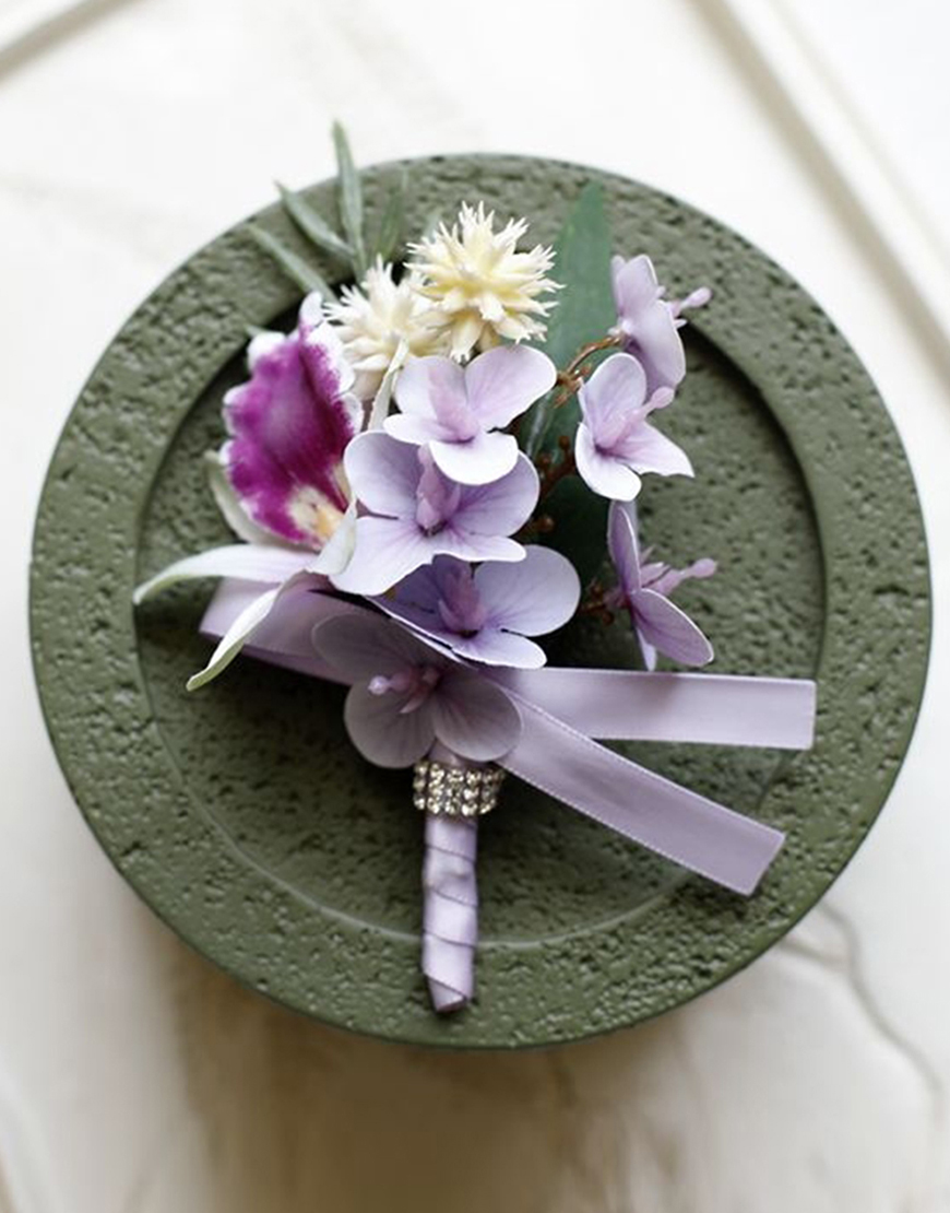 Burgundy Flowers Homecoming Wrist Corsage And Boutonniere Set with Ribbons