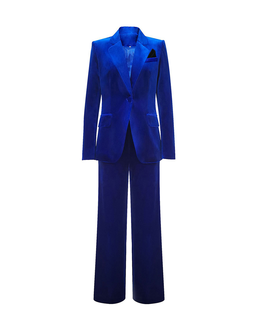 Royal Blue 2 Pieces Notched Lapel Women Party Suits