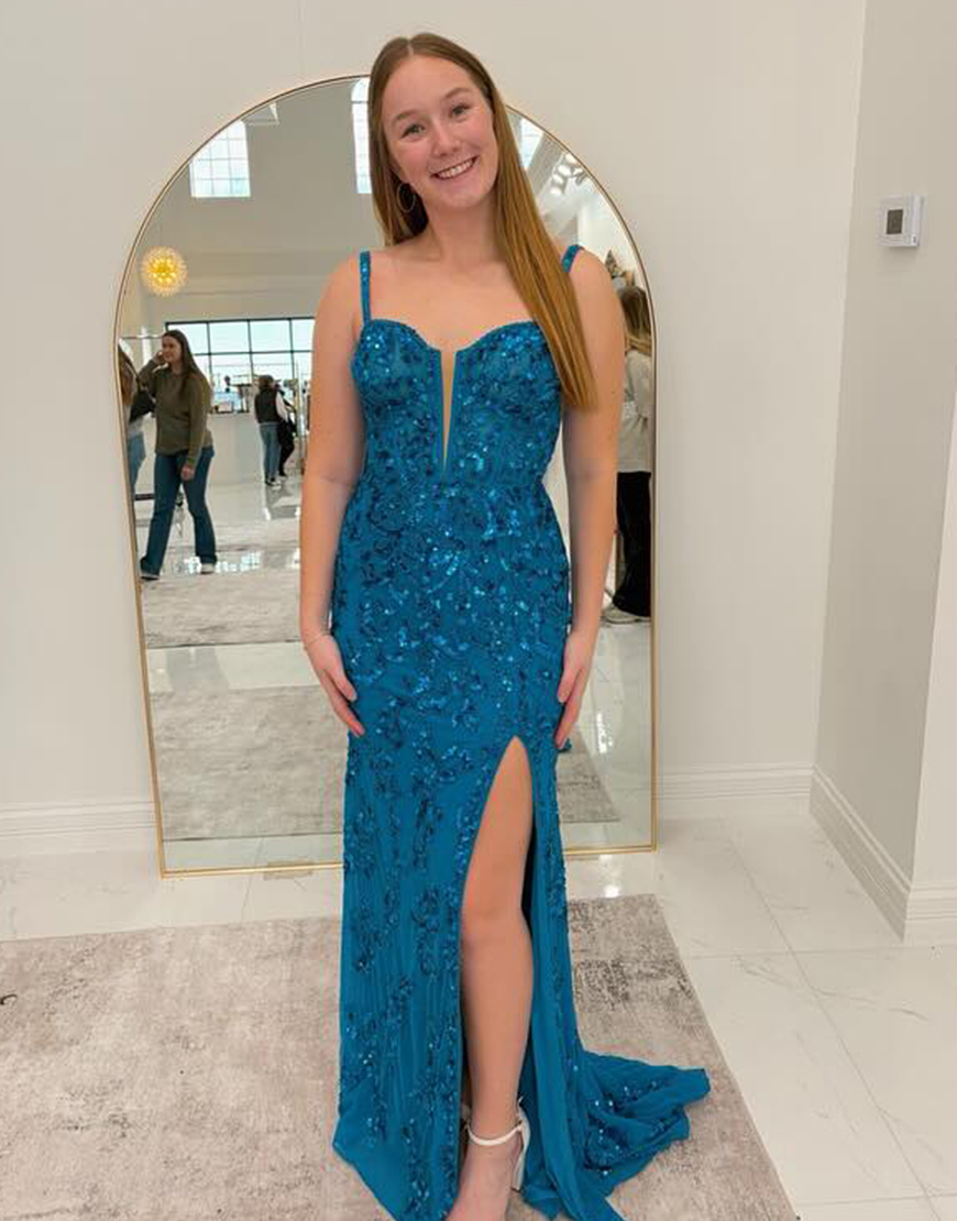 Sheath Corset Back Prom Dress With Beading And Sequin