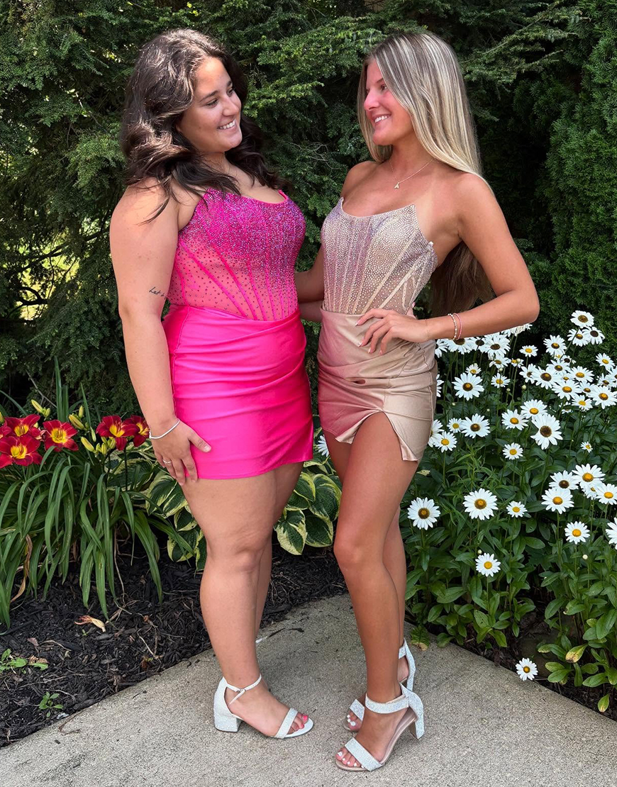 Sparkly Blue Tight Beaded Corset Strapless Ruched Homecoming Dress