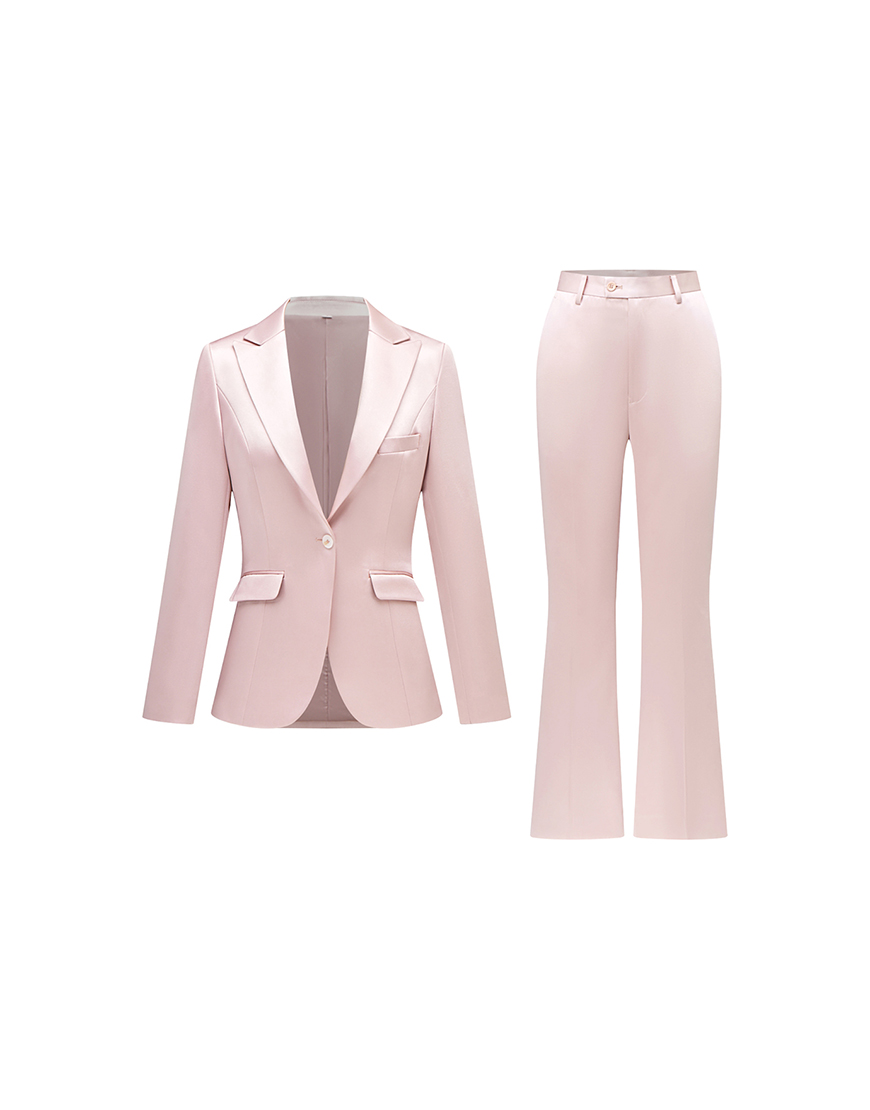 Grey Pink Peak Lapel 2 Pieces Women Party Suits