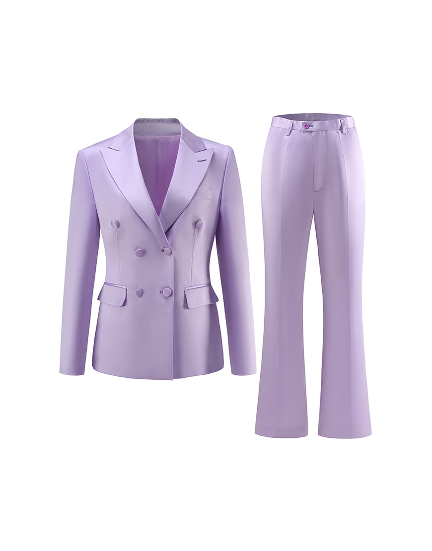 Purple Peak Lapel 2 Pieces Women Party Suits