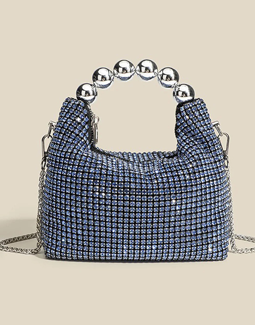 Glitter Black Bucket Bag with Chains