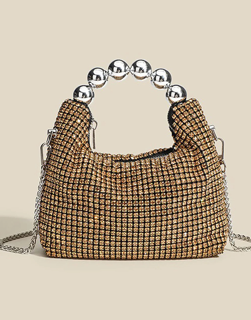 Glitter Black Bucket Bag with Chains