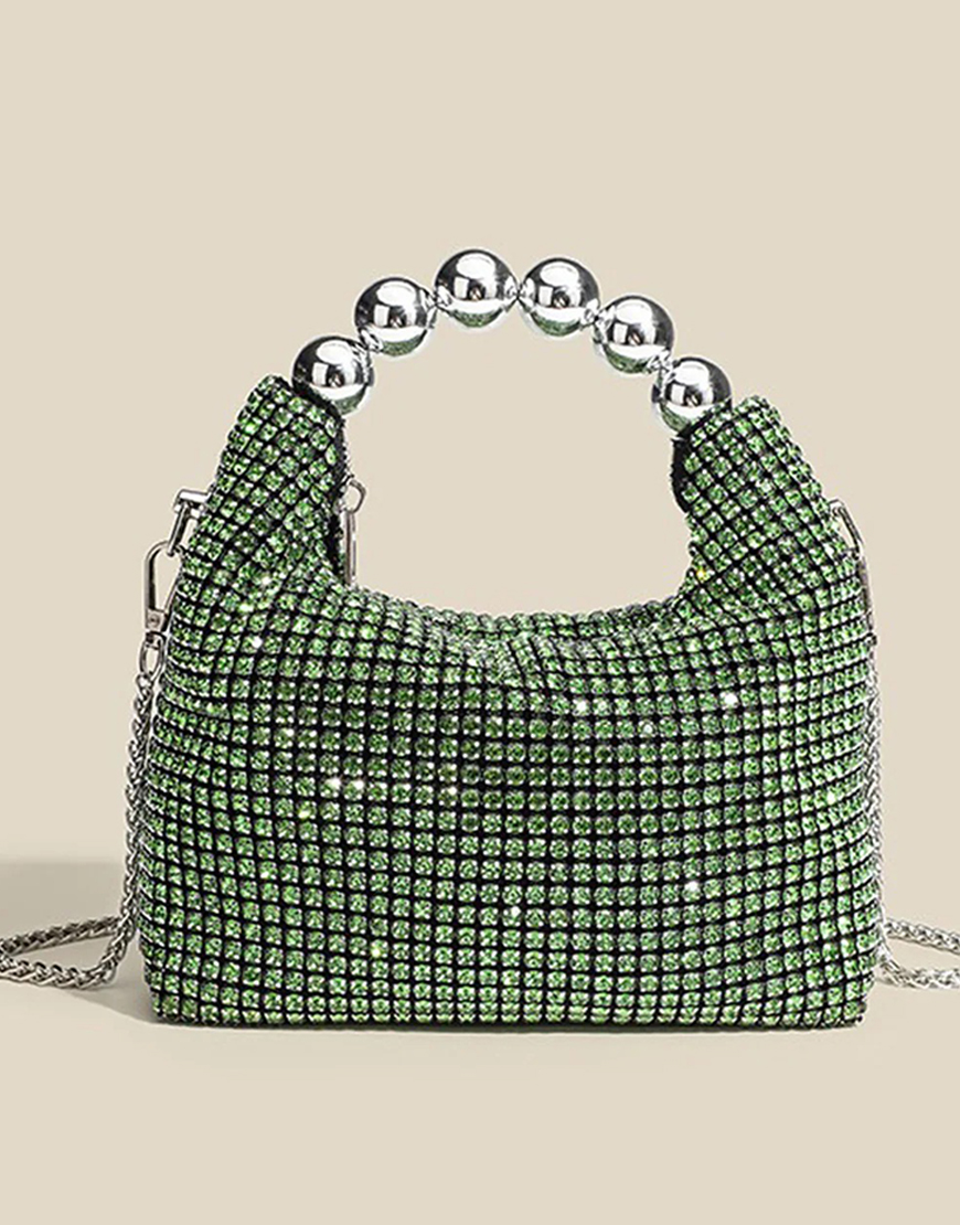 Glitter Black Bucket Bag with Chains