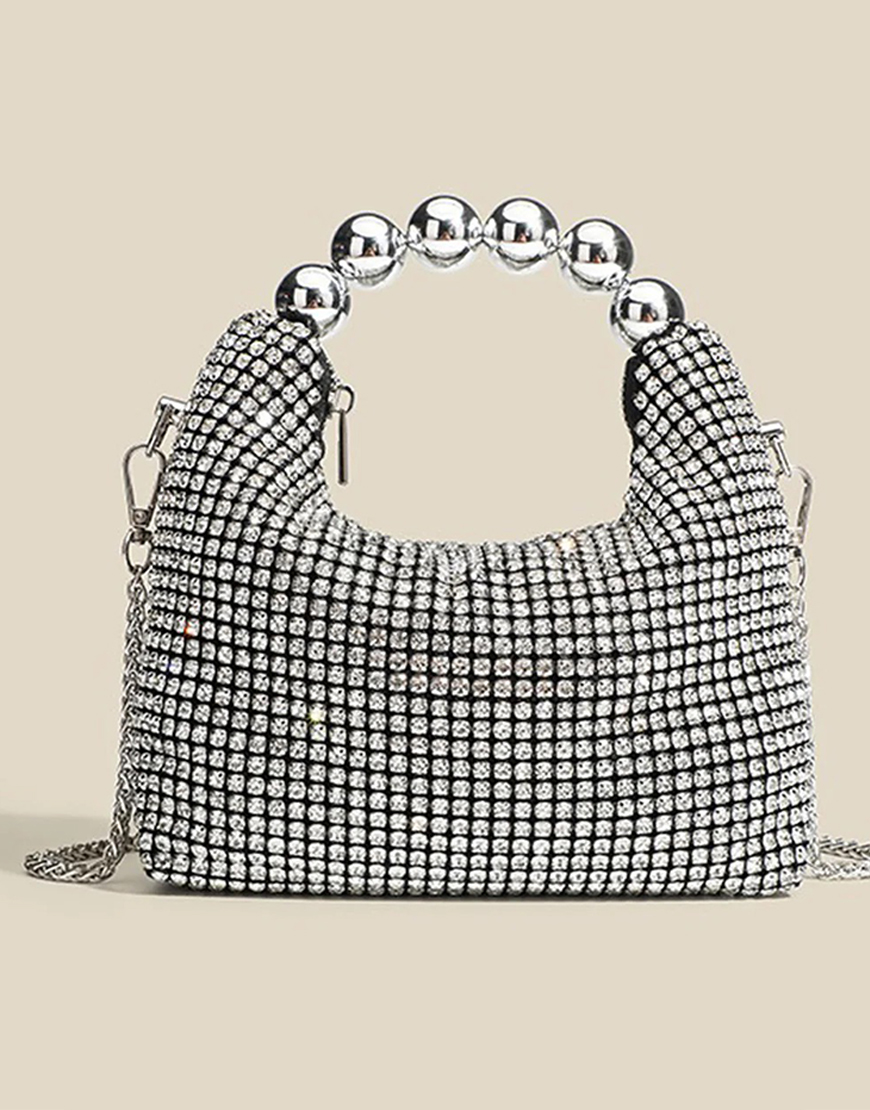 Glitter Black Bucket Bag with Chains