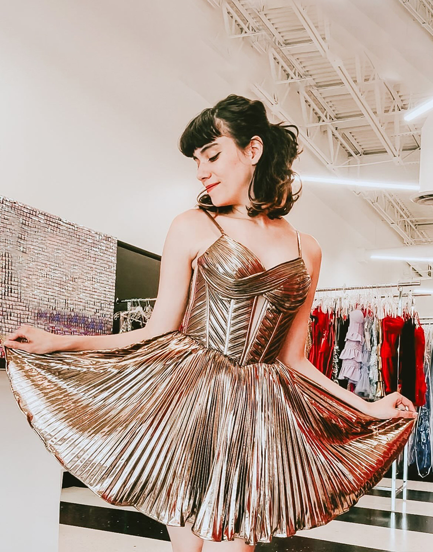 Metallic Brown A Line Spaghetti Straps Short Corset Homecoming Dress