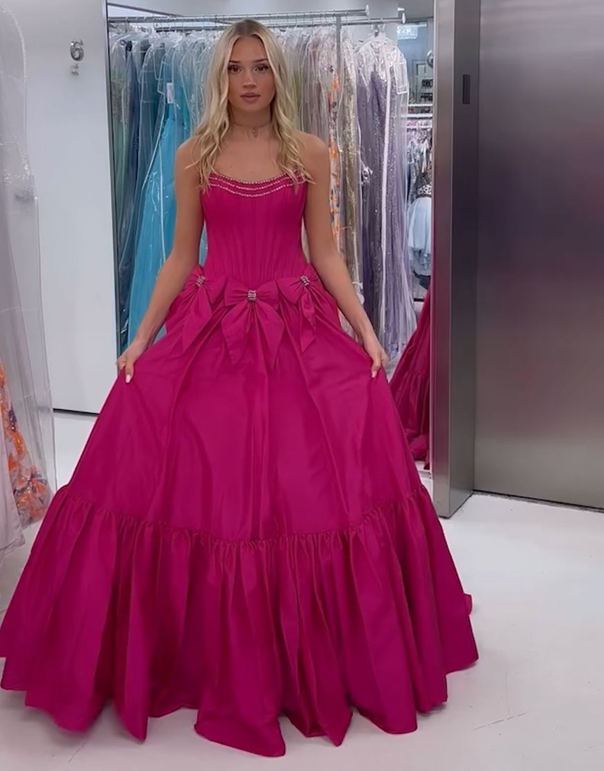 Sparkly Black A-Line Beaded Strapless Corset Long Prom Dress with Bows