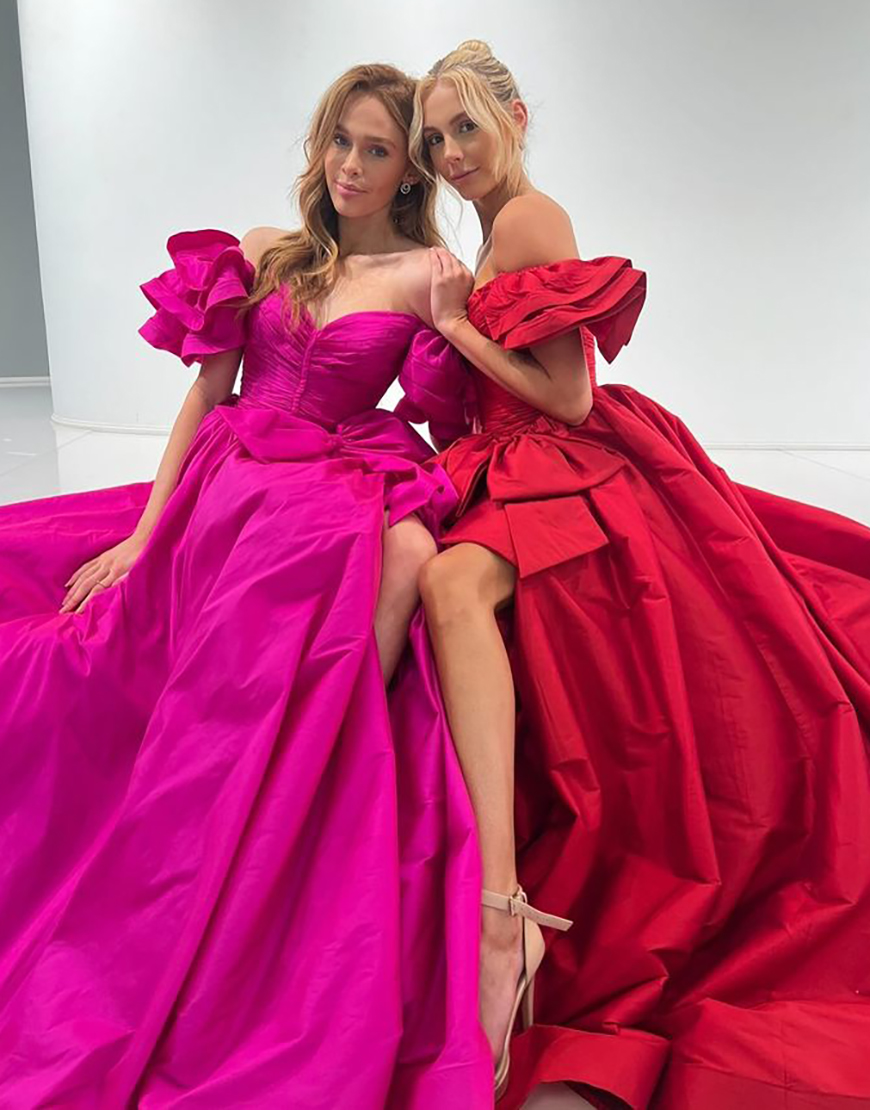 Orange A-Line Ruffle Sleeves Satin Long Prom Dress with Bow