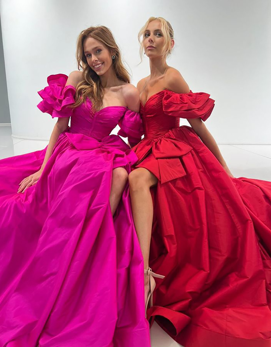 Orange A-Line Ruffle Sleeves Satin Long Prom Dress with Bow