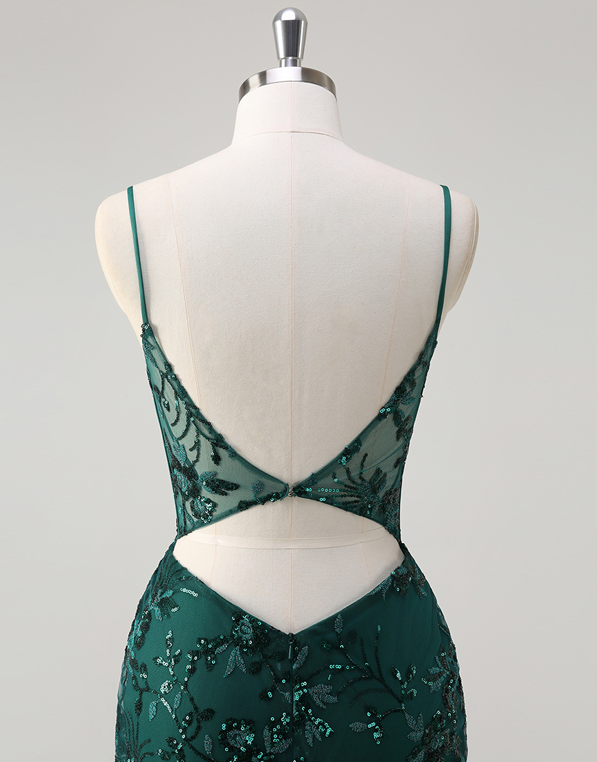 Sparkly Royal Blue Mermaid Spaghetti Straps Corset Sequined Tulle Long Prom Dress