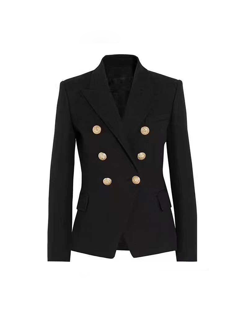 Black Peak Lapel Buttons Women Prom Blazer