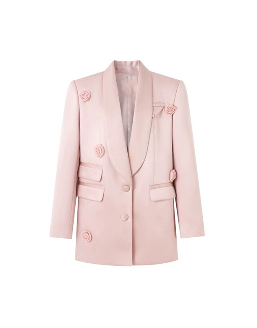 Blush Flowers Shawl Lapel Women Party Blazer