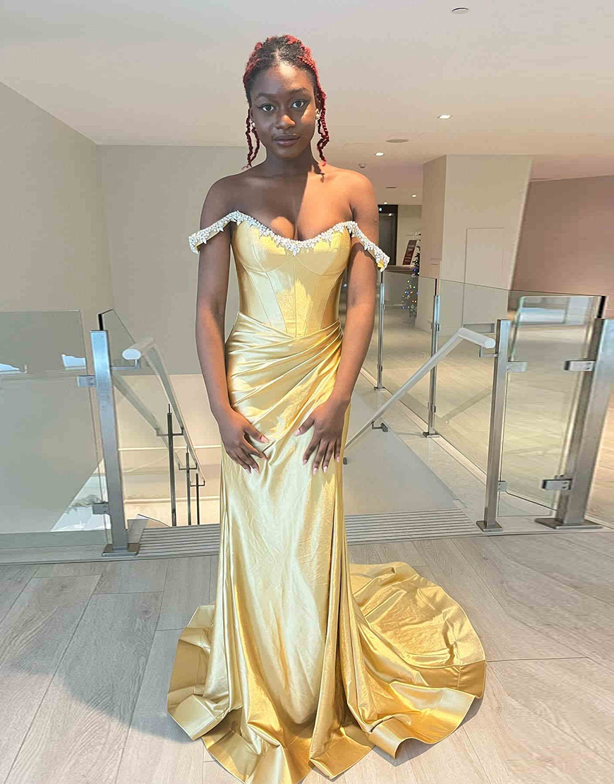 Sparkly Silver Mermaid Rhinestones Off the Shoulder Corset Long Prom Dress with Slit