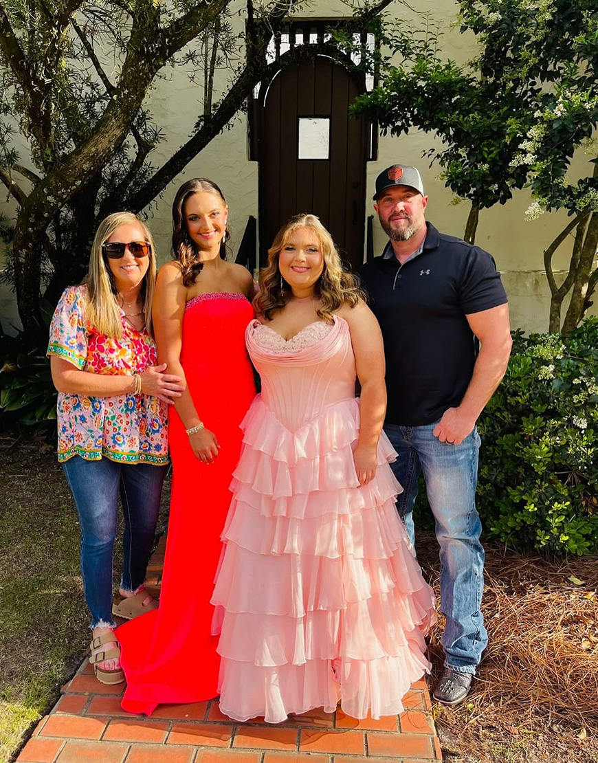 Blue A-Line Strapless Corset Tiered Long Prom Dress with Slit