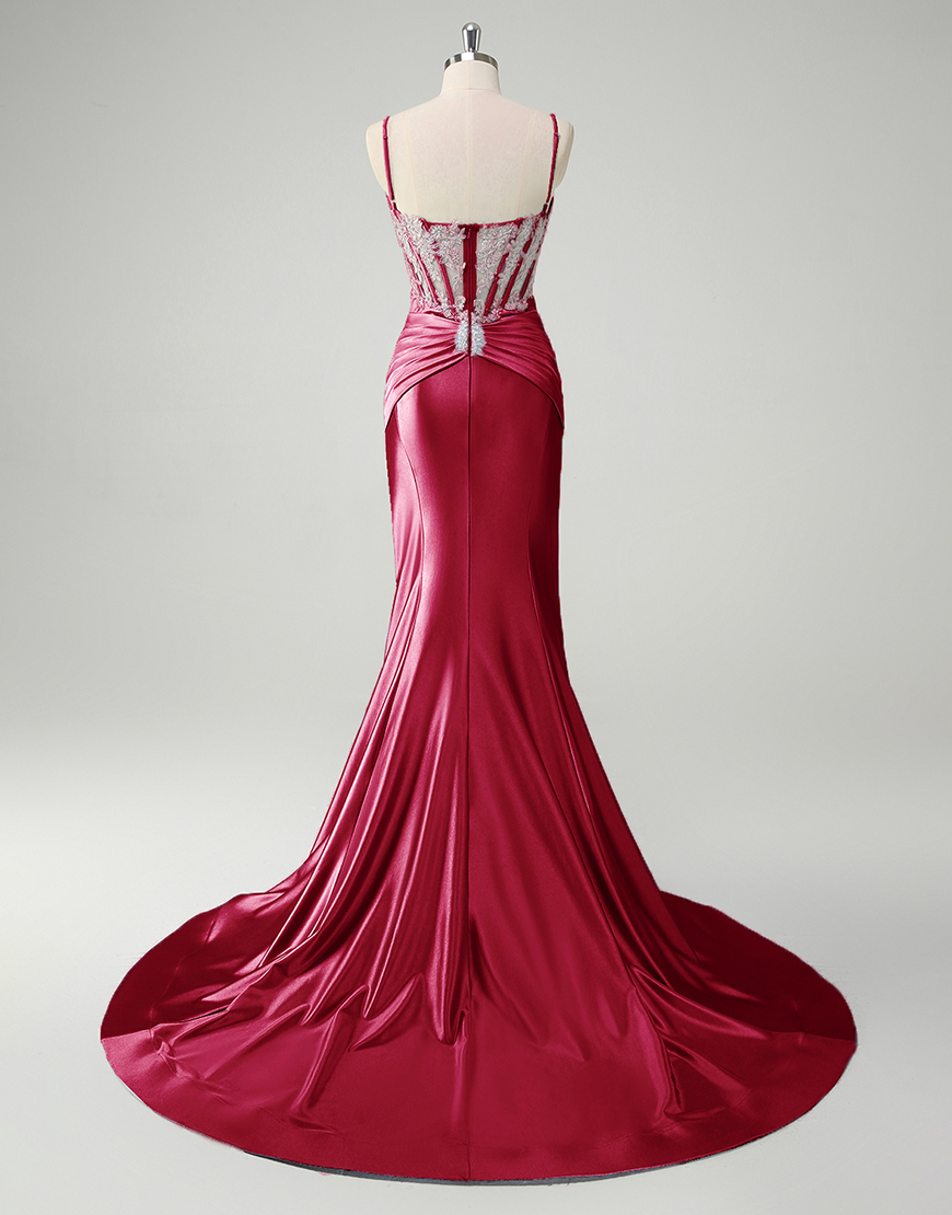 Sparkly Blue Mermaid Spaghetti Straps Long Prom Dress with Sequined Appliques 