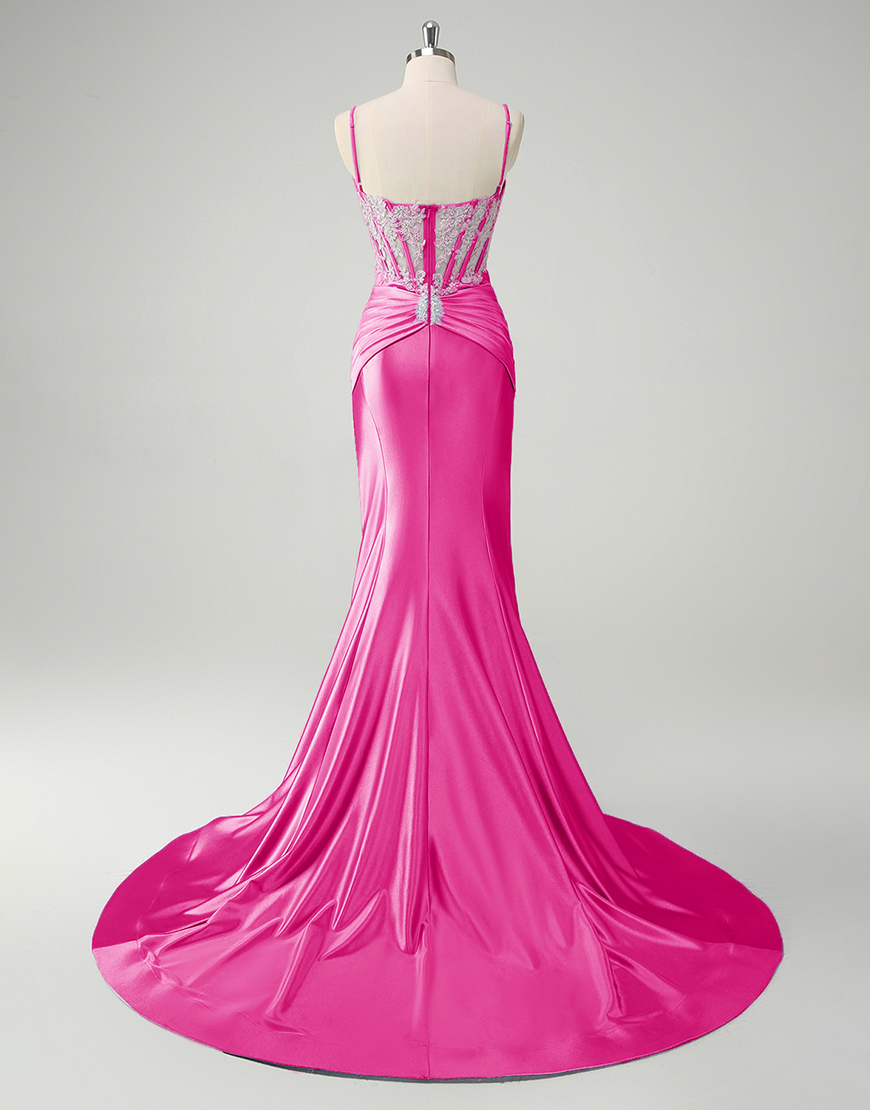 Sparkly Blue Mermaid Spaghetti Straps Long Prom Dress with Sequined Appliques 