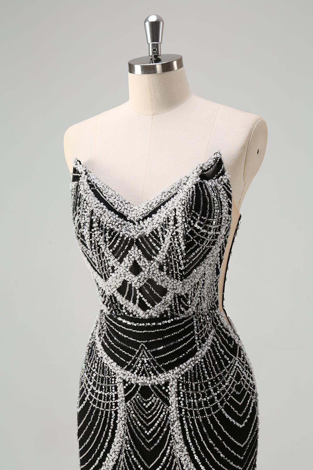 Sparkly Black Mermaid Sweetheart Long Prom Dress with Beading