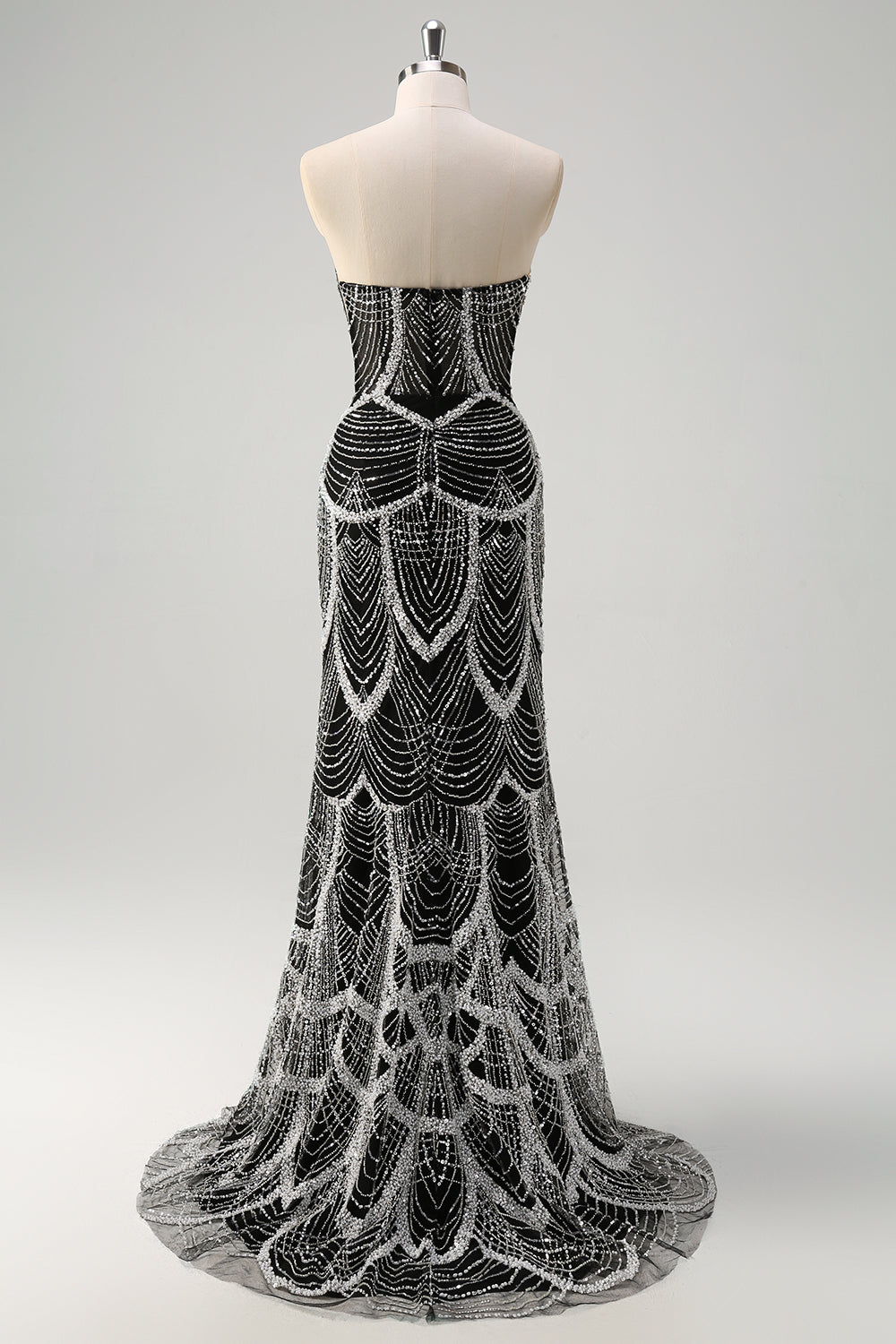 Sparkly Black Mermaid Sweetheart Long Prom Dress with Beading