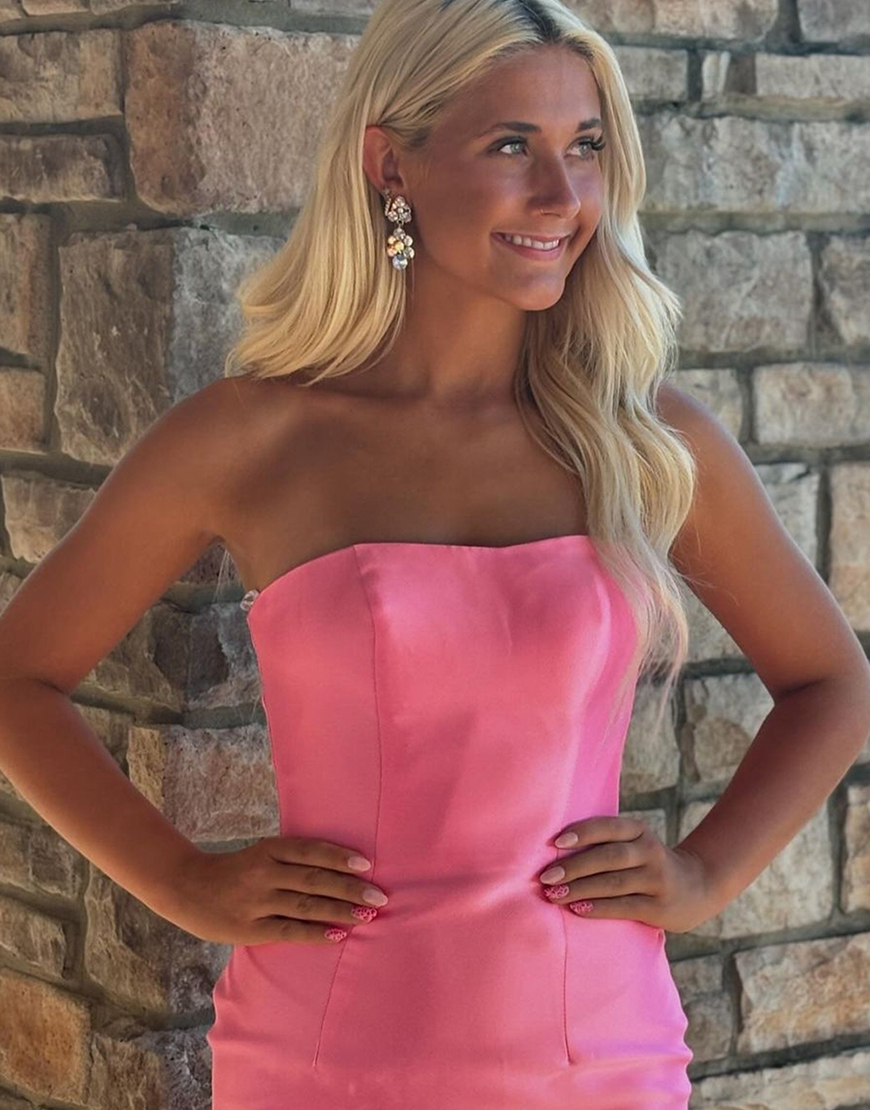 Blue Mermaid Strapless Ruffles Long Prom Dress with Slit 