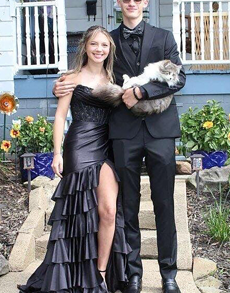 Sparkly Purple Mermaid Strapless Ruffles Sequined Corset Long Prom Dress with Slit