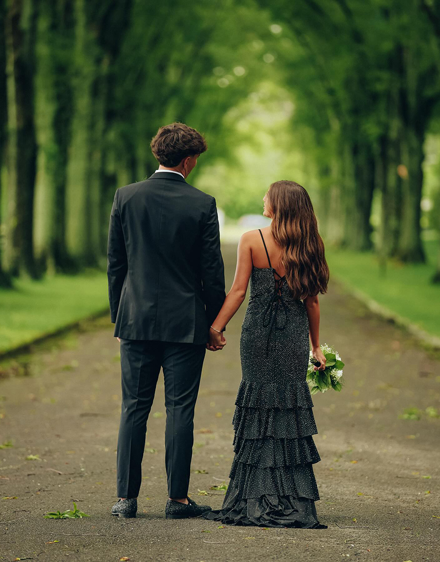 Sparkly Blue Mermaid Spaghetti Straps Beaded Ruffles Long Prom Dress with Slit