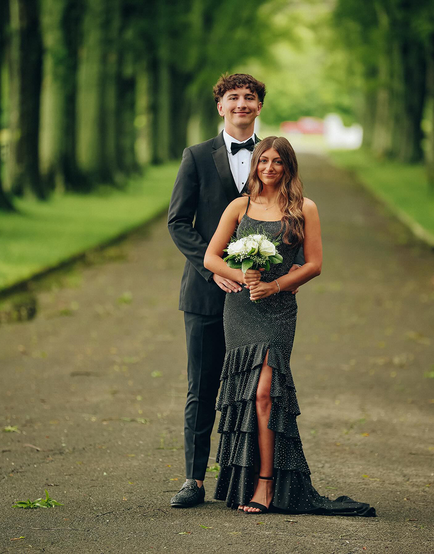 Sparkly Blue Mermaid Spaghetti Straps Beaded Ruffles Long Prom Dress with Slit