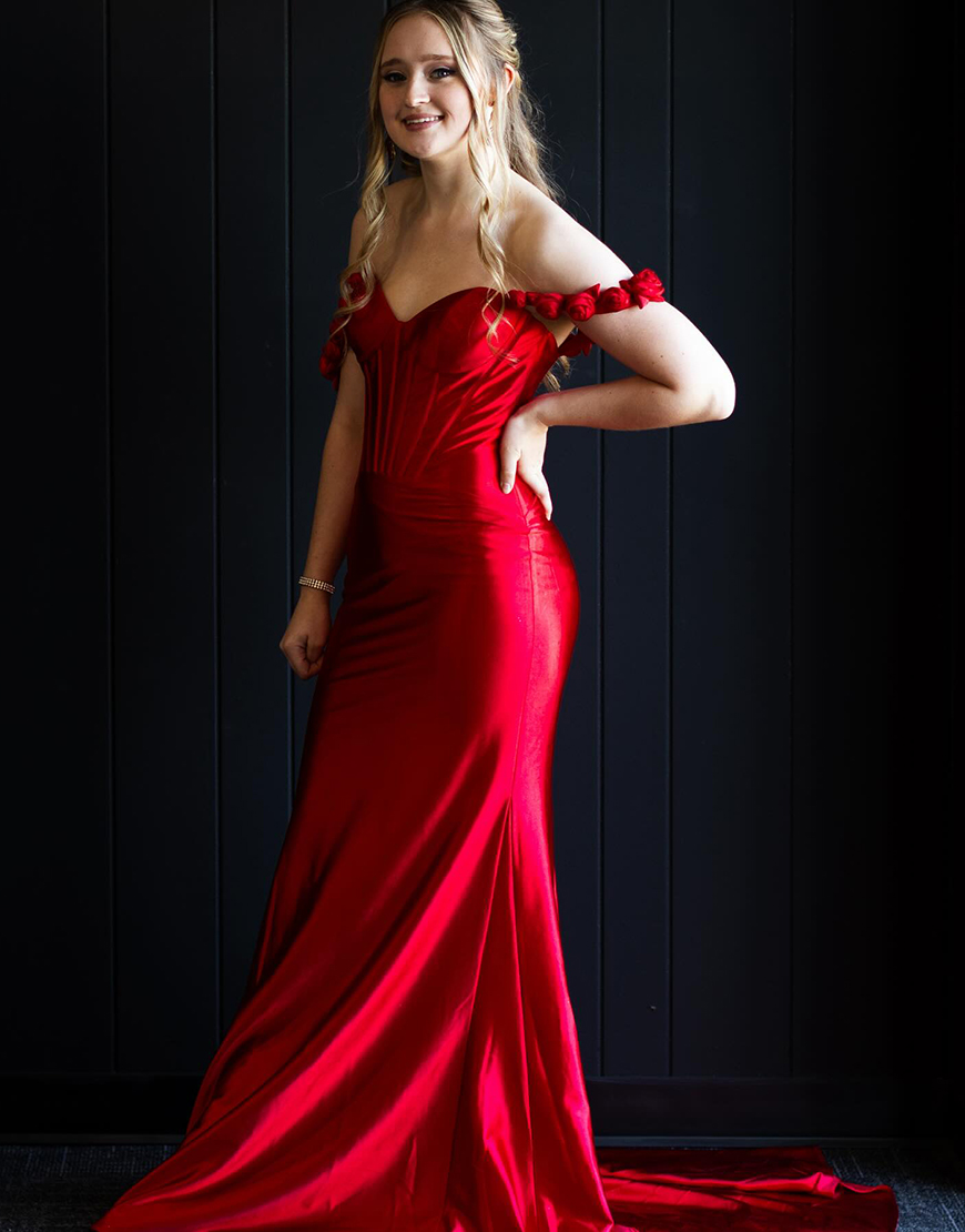 Lilac Mermaid Flowers Off the Shoulder Corset Long Prom Dress