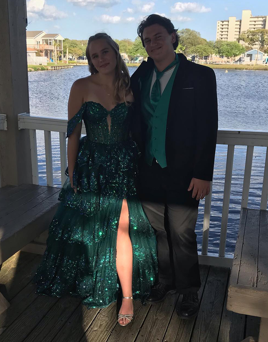 Sparkly Royal Blue A-Line Off The Shoulder Corset Applique Ruffle Long Prom Dress With Slit