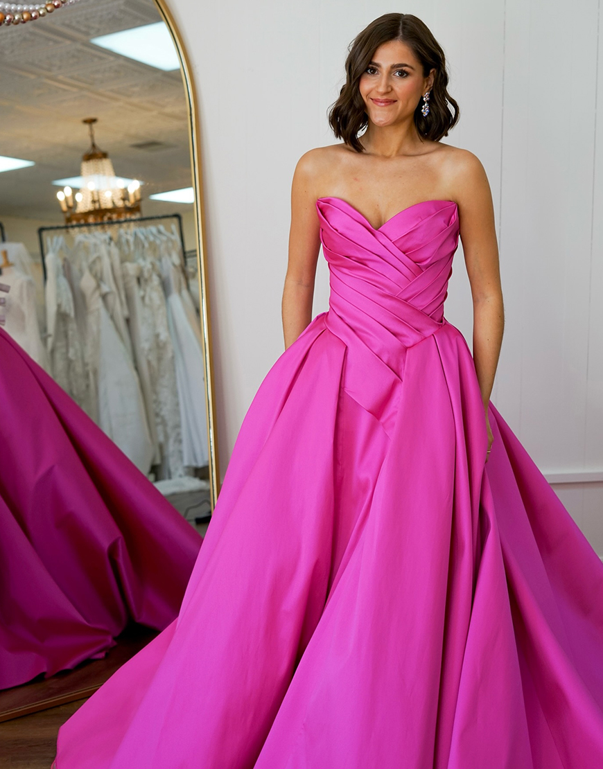 Elegant Fuchsia Strapless A-Line Long Prom Dress