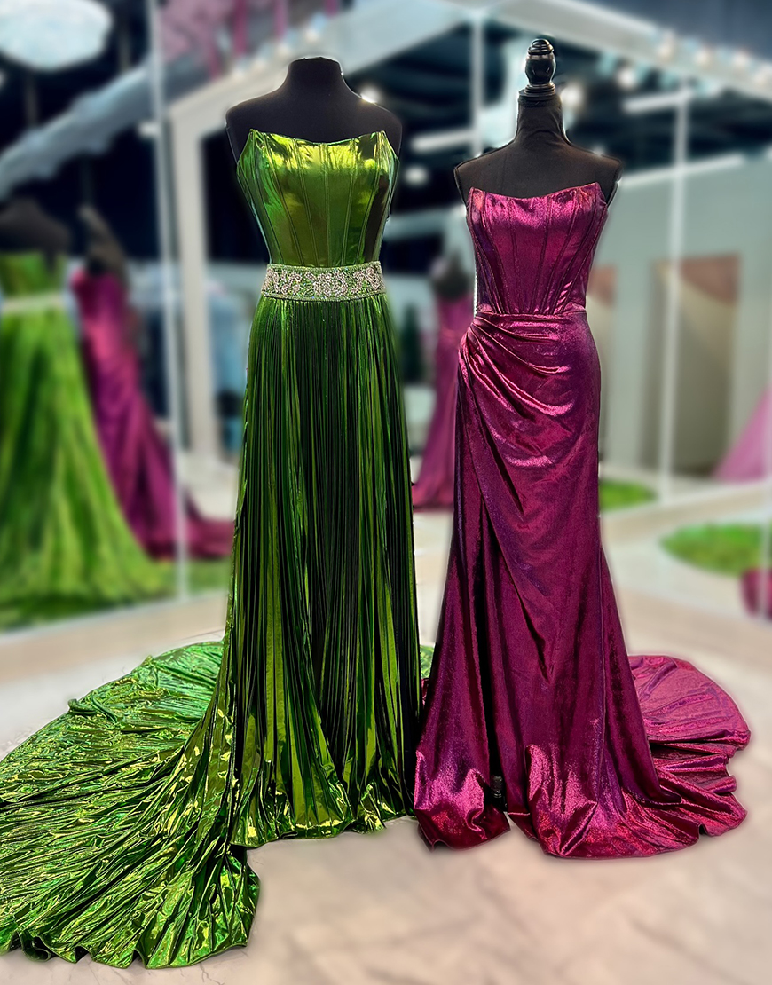 Sparkly Green A-Line Strapless Corset Pleated Long Prom Dress With Embroidery