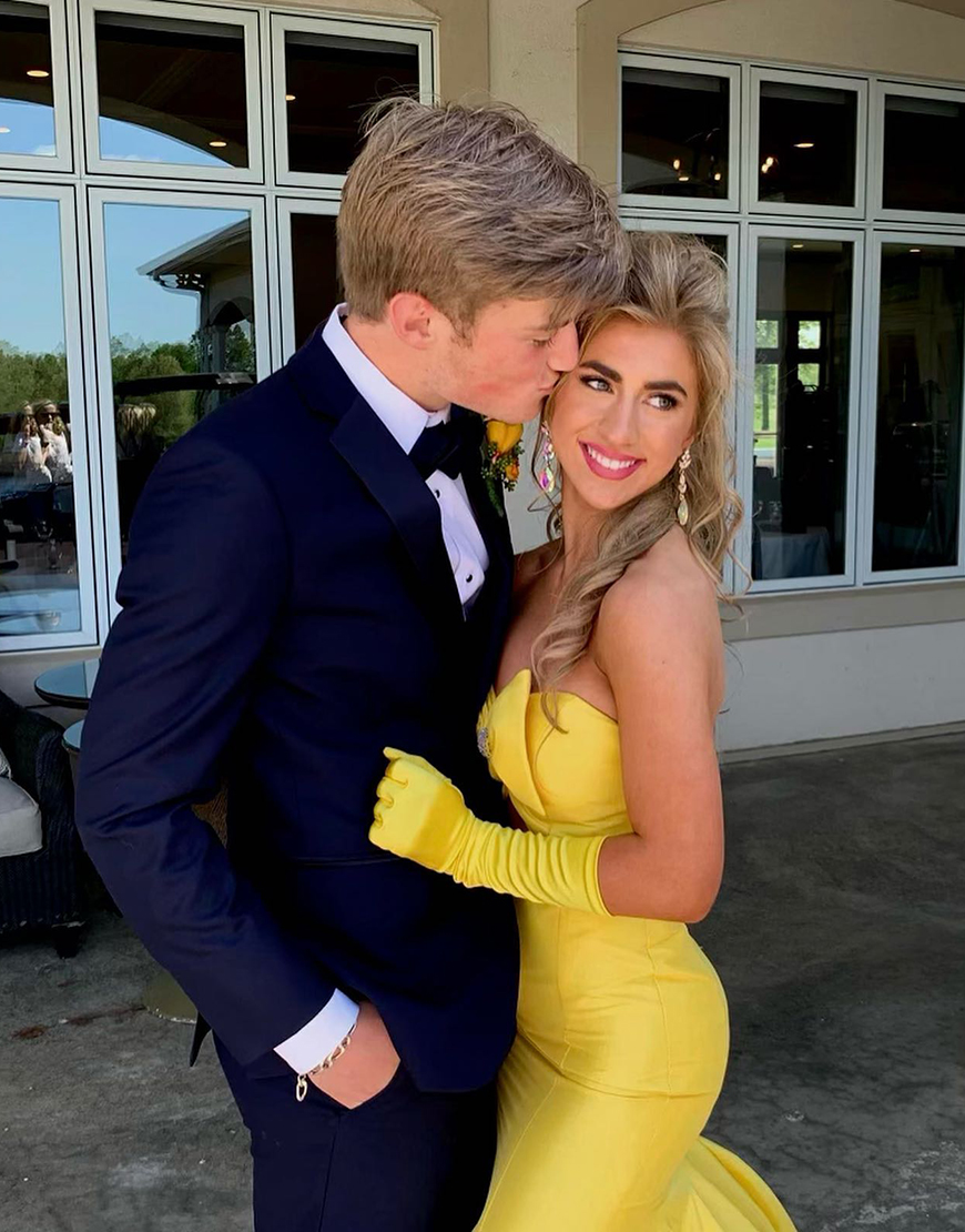 Sparkly Yellow Mermaid Strapless Hollow Out Long Prom Dress with Bow