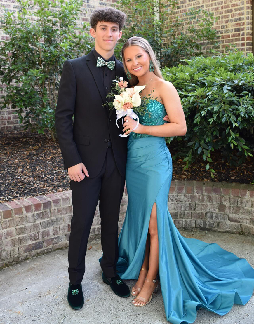 Sparkly Turquoise Mermaid Strapless Sequined Corset Long Prom Dress With Slit