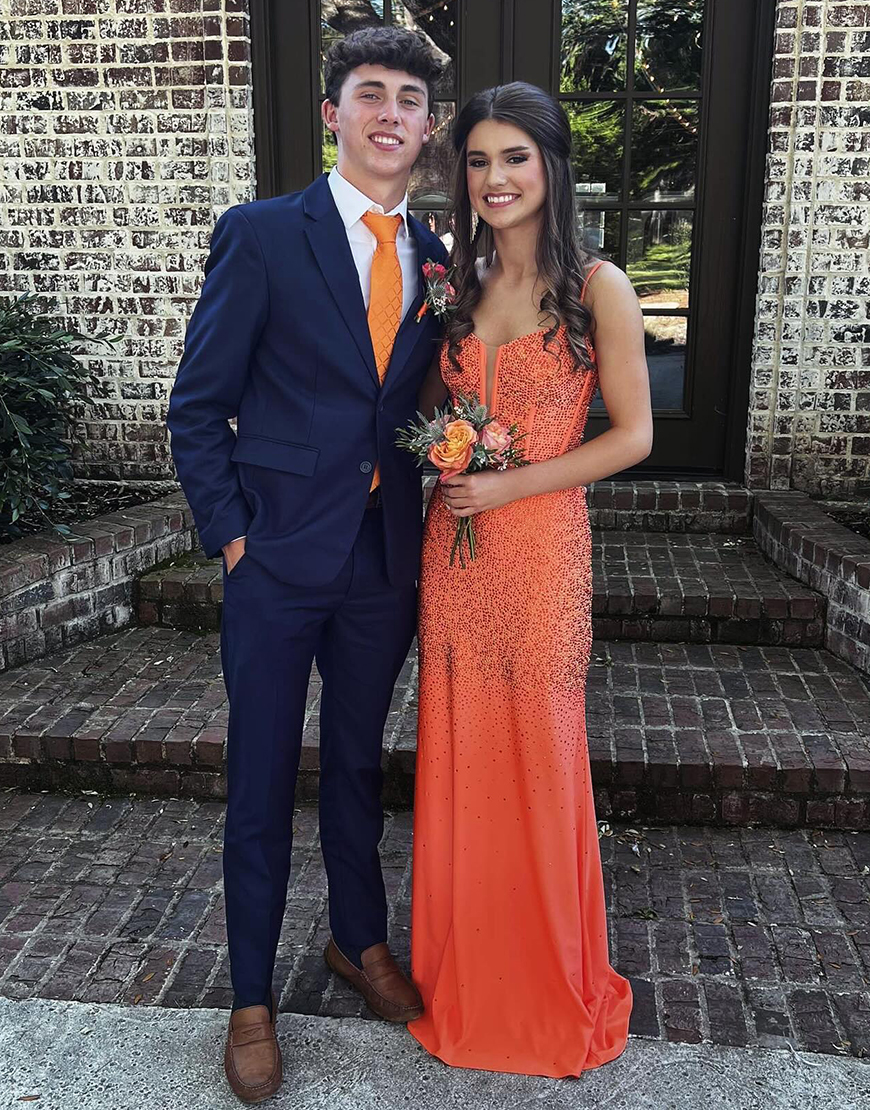 Sparkly Orange Mermaid Spaghetti Straps Corset Long Prom Dress With Sequin