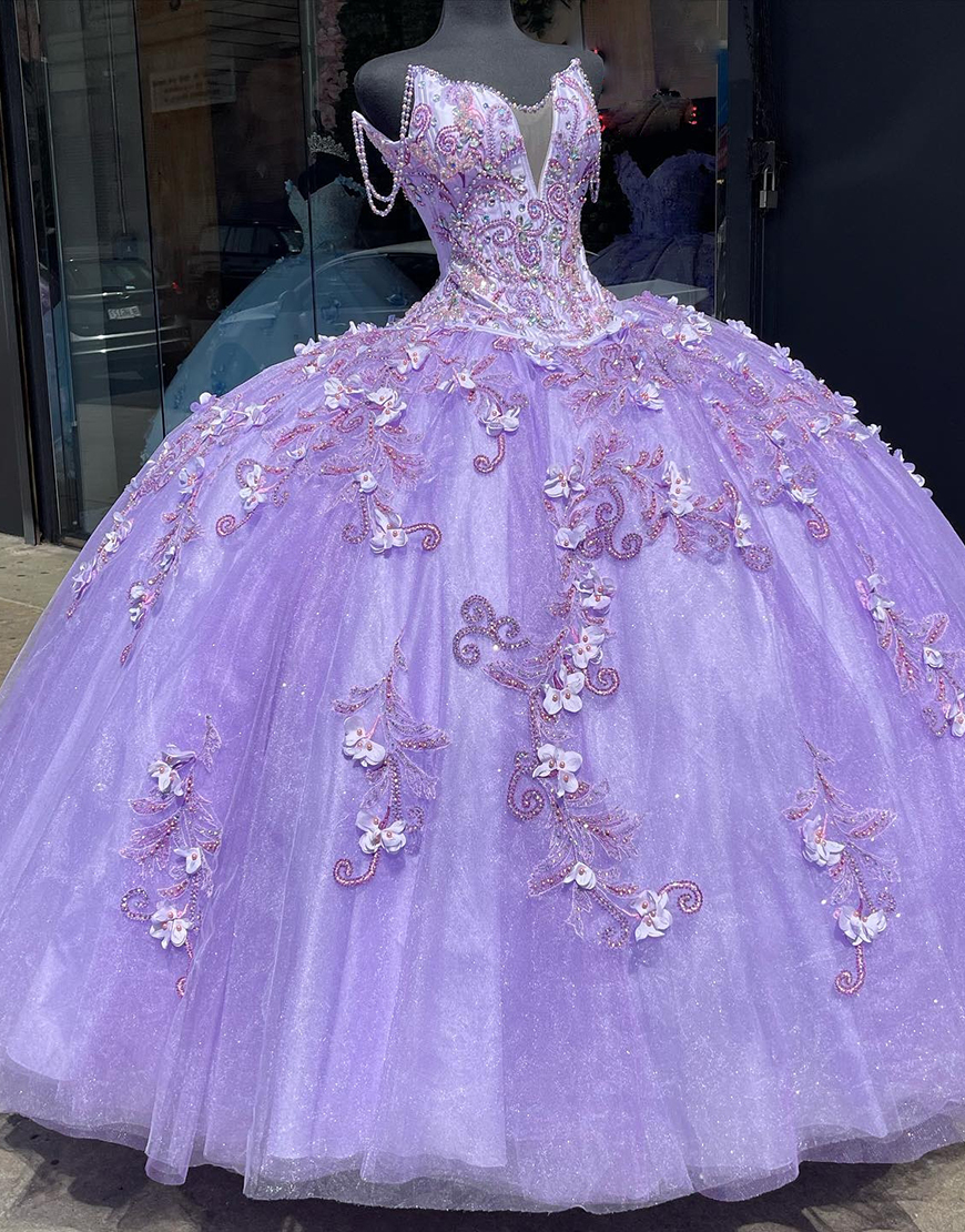 Sparkly Purple Spaghetti Straps Sequined Beading Quinceanera Dresses With Appliques