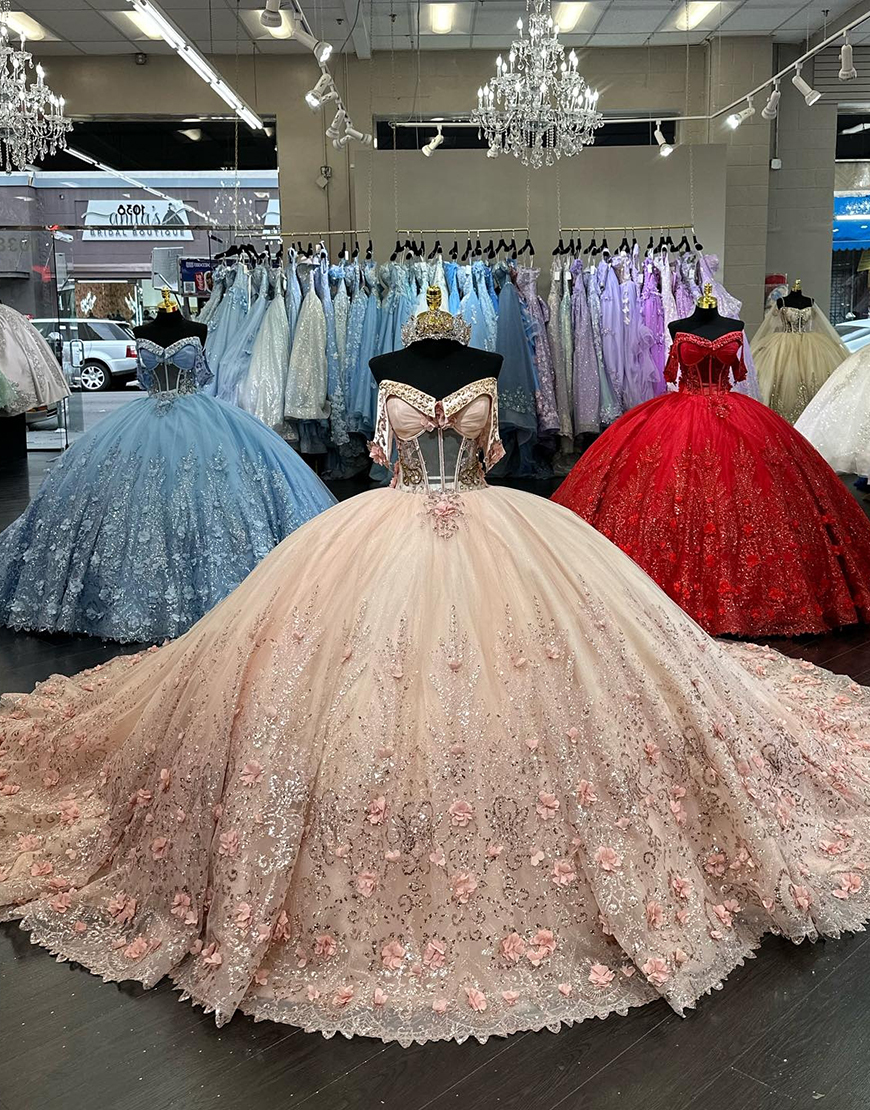 Sparkly Blush Sweetheart  Sequined  Quinceanera Dresses With Appliques